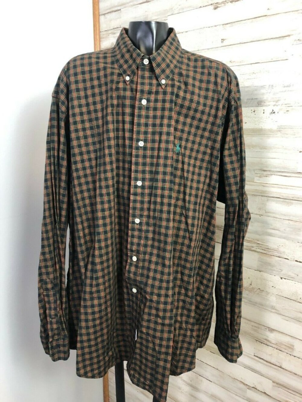 Ralph Lauren Men's XL Multicolor Plaid Button-Down Shirt 100% Cotton Long Sleeve